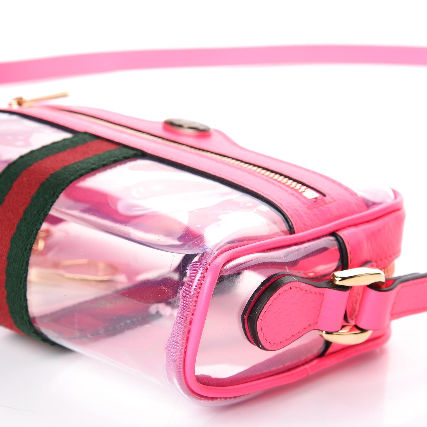 Vinyl Web Mini Ophidia Transparent Shoulder Bag Fluorescent Fuchsia