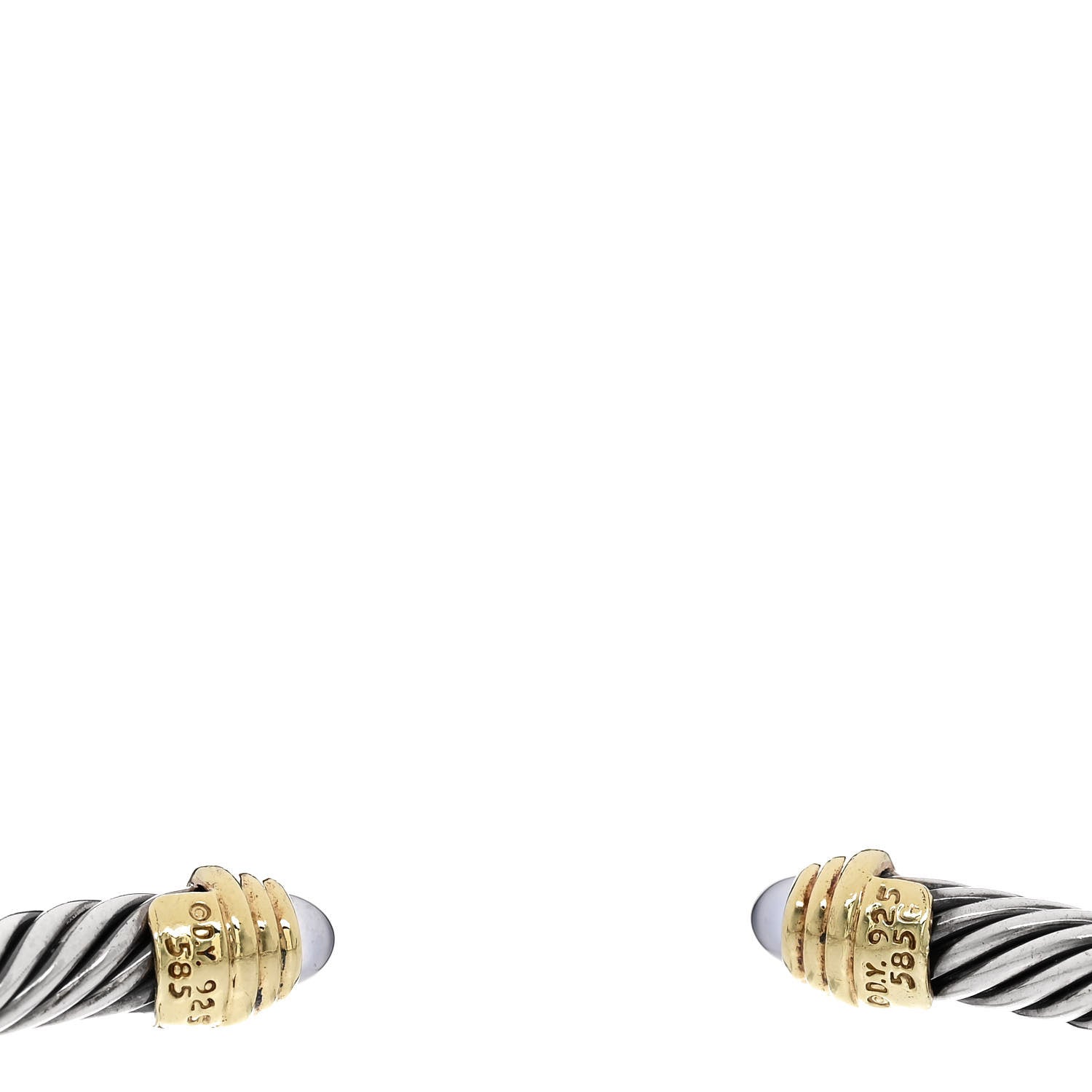 David Yurman Sterling Silver 14K Yellow Gold Moonstone 5mm Cable Classics Petite Color Bracelet 3 of 3