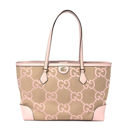 Gucci Monogram Jumbo GG Textured Dollar Calfskin Medium Ophidia Shopping Tote Beige Perfect Pink 1 of 12