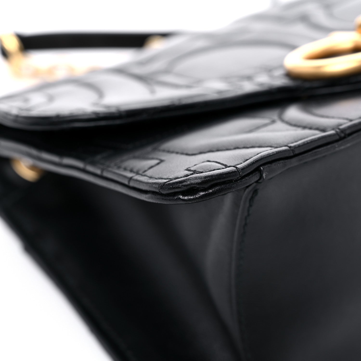 Salvatore Ferragamo Calfskin Quilted Gancini Flap Bag Black 7 of 12