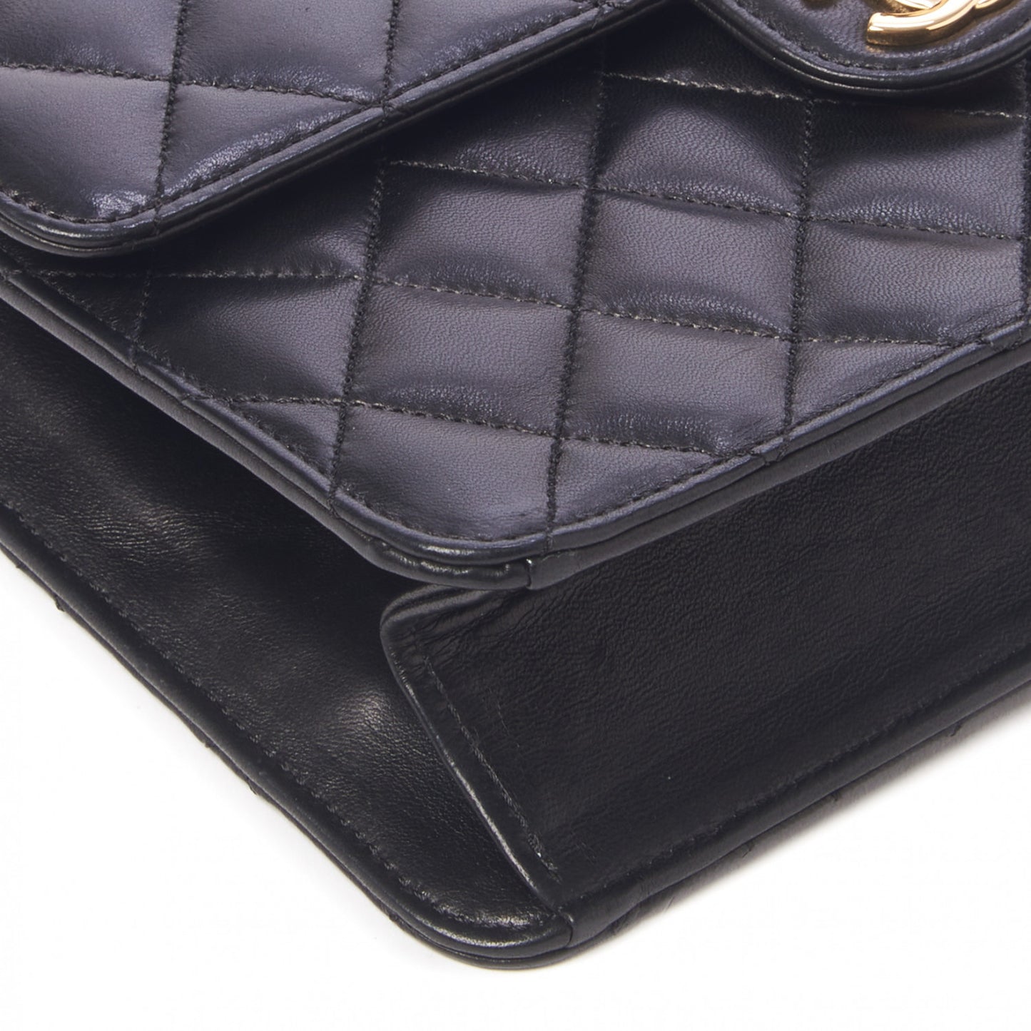 Lambskin Quilted Small Single Flap Black
