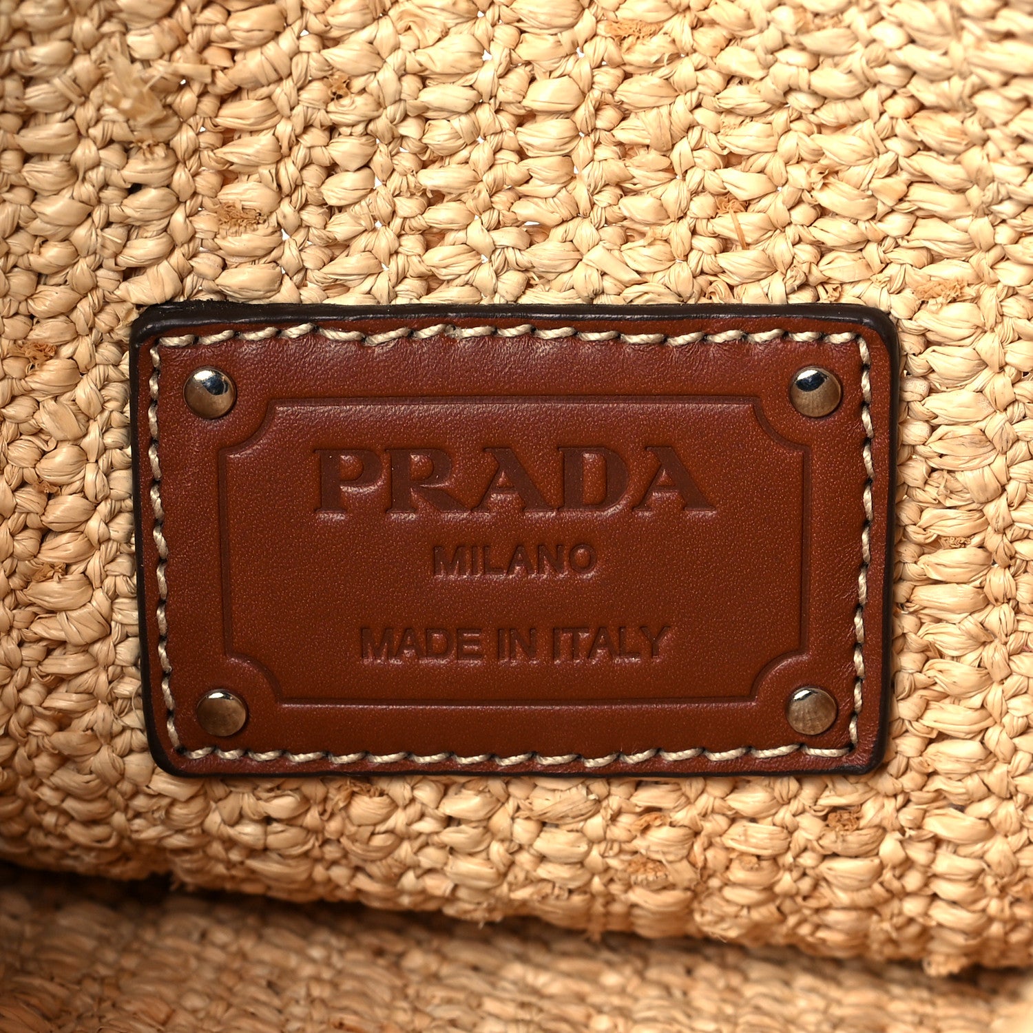 Prada Raffia Vitello Small Hobo Naturale Cognac 5 of 8