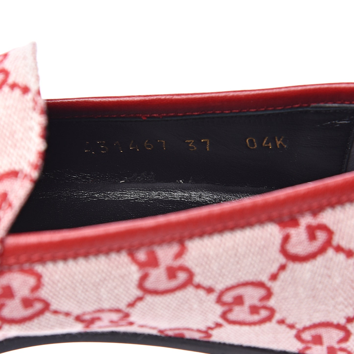 Canvas GG Monogram Horsebit Womens Jordaan Loafers 37 Gardenia Hibiscus Red