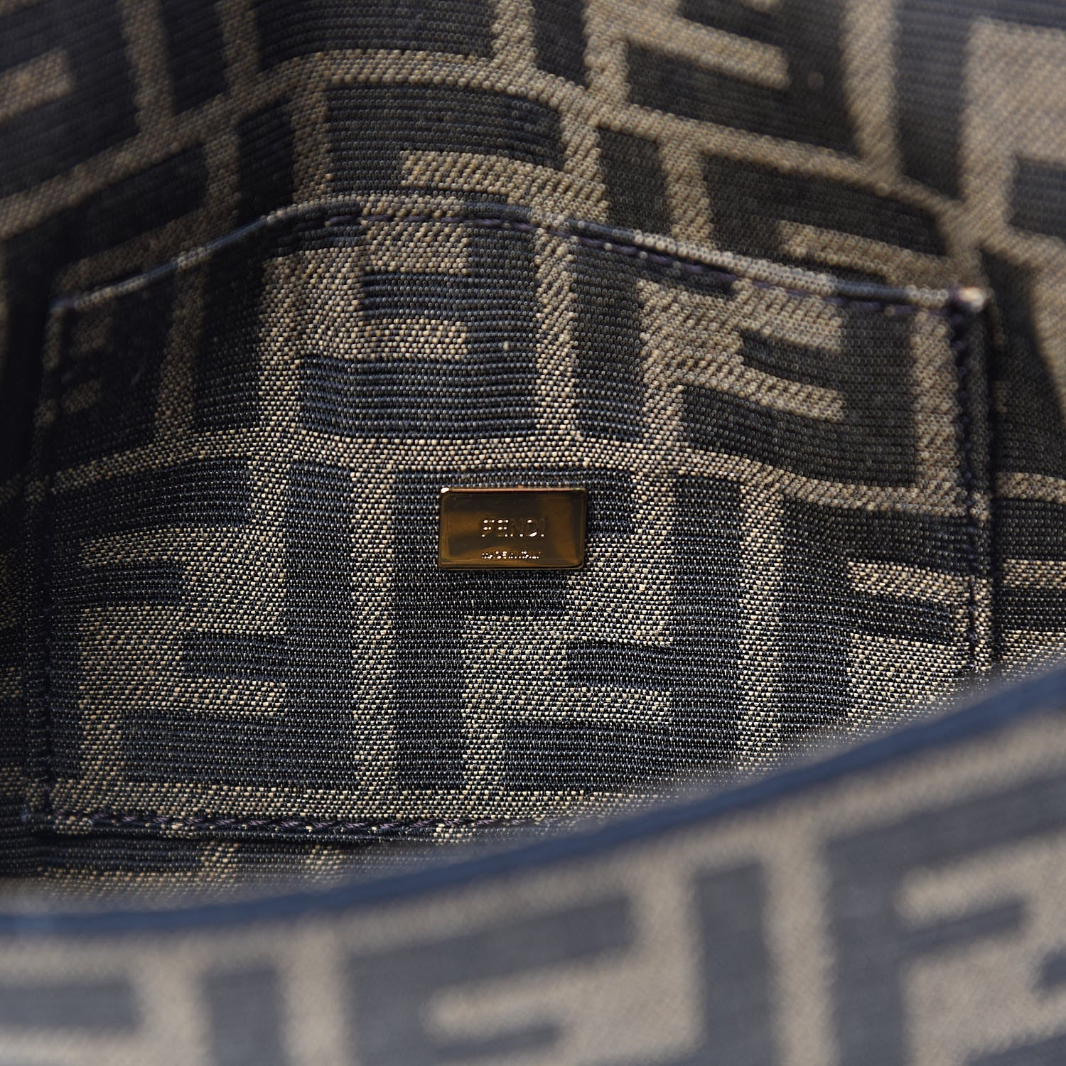 Fendi Fabric Jacquard FF 1974 Mini Baguette Tobacco Moro Black 6 of 9