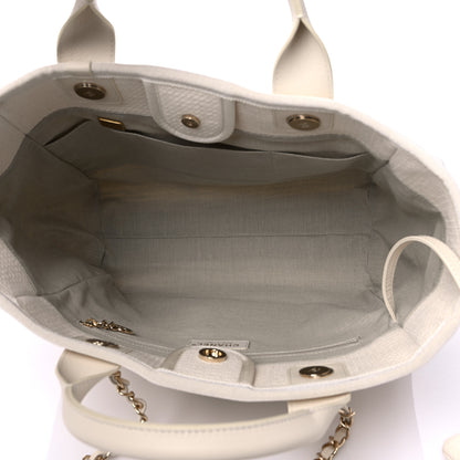 Chanel Mixed Fibers Small Deauville Tote White 6 of 10