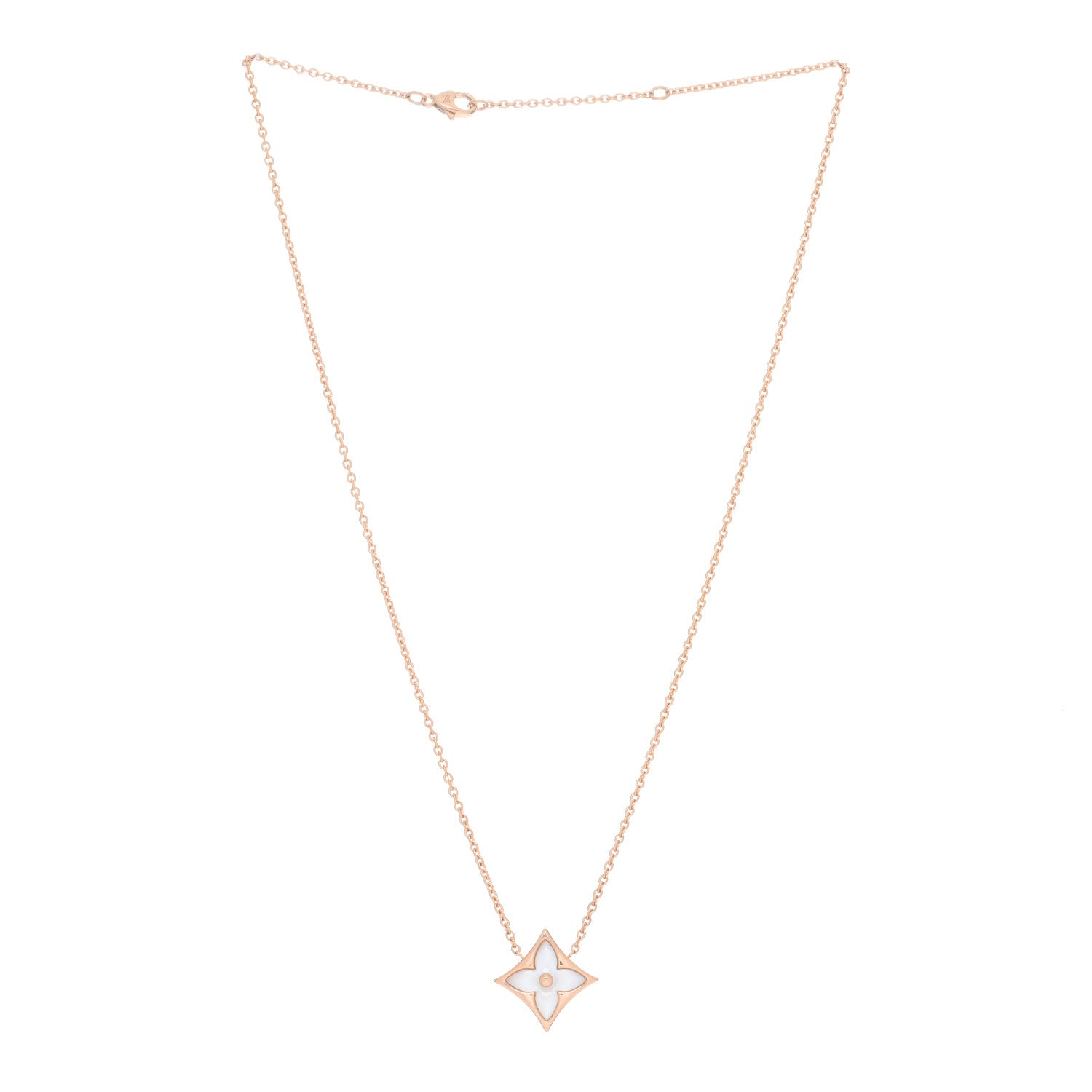 Louis Vuitton 18K Pink Gold Mother of Pearl Color Blossom Star Pendant Necklace 2 of 4