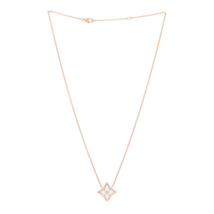 Louis Vuitton 18K Pink Gold Mother of Pearl Color Blossom Star Pendant Necklace 2 of 4