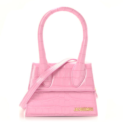Jacquemus Calfskin Crocodile Embossed Le Chiquito Moyen Pink 1 of 8