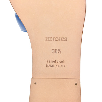 Hermes Calfskin Oran Sandals 36.5 Bleu Zanzibar 7 of 9