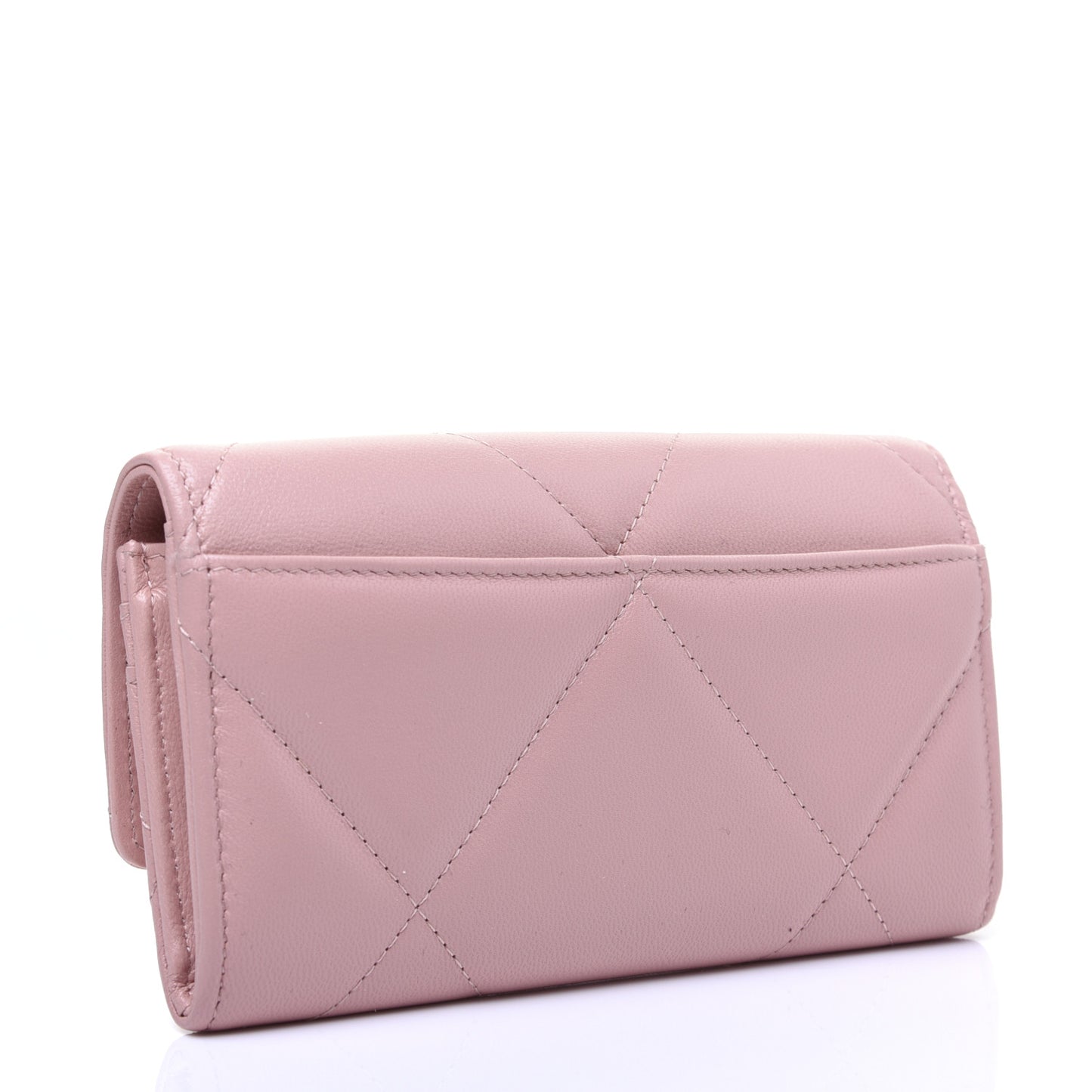 Goatskin Quilted 19 Flap Wallet Pink
