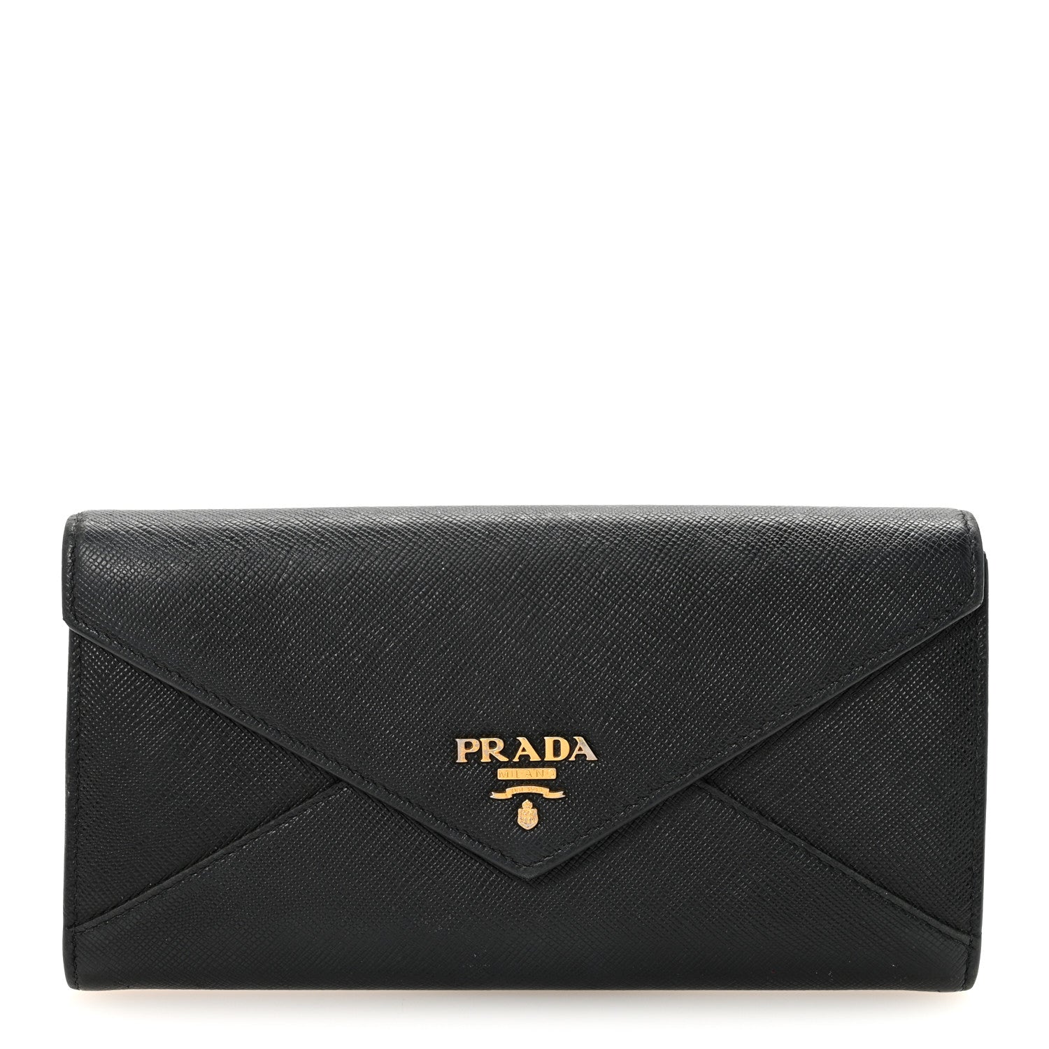 Prada Saffiano Metal Envelope Wallet Black 1 of 7