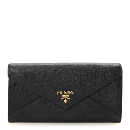 Prada Saffiano Metal Envelope Wallet Black 1 of 7