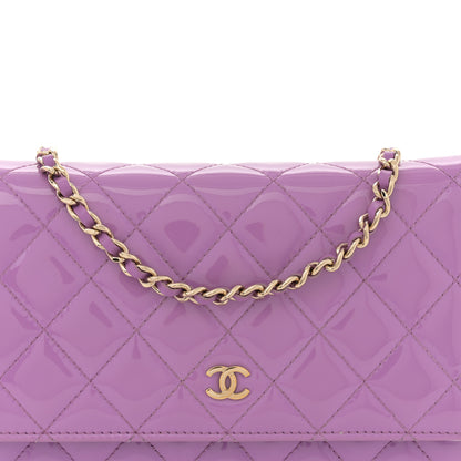 Chanel Patent Quilted Wallet On Chain WOC Purple 9 of 13