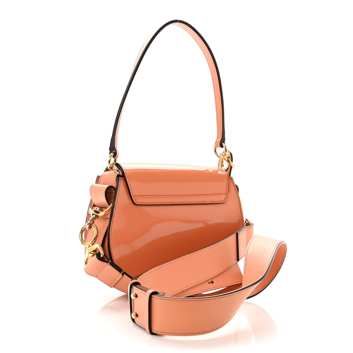 Chloe Patent Calfskin Suede Small Tess Bag Autumnal Brown 3 of 10