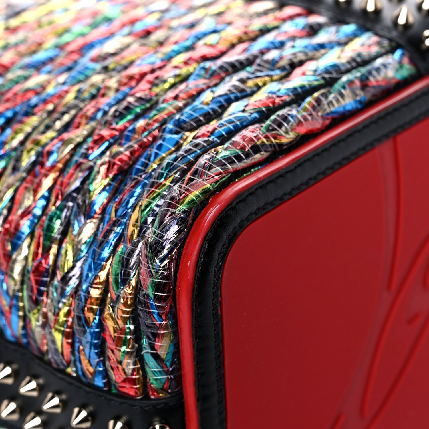 Christian Louboutin Calfskin Metallic Straw Spikes East West Cabata Tote Multicolor 9 of 24