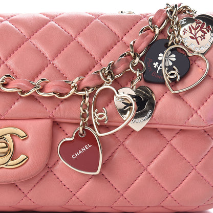 Chanel Lambskin East West Valentine Charms Flap Pink 9 of 25