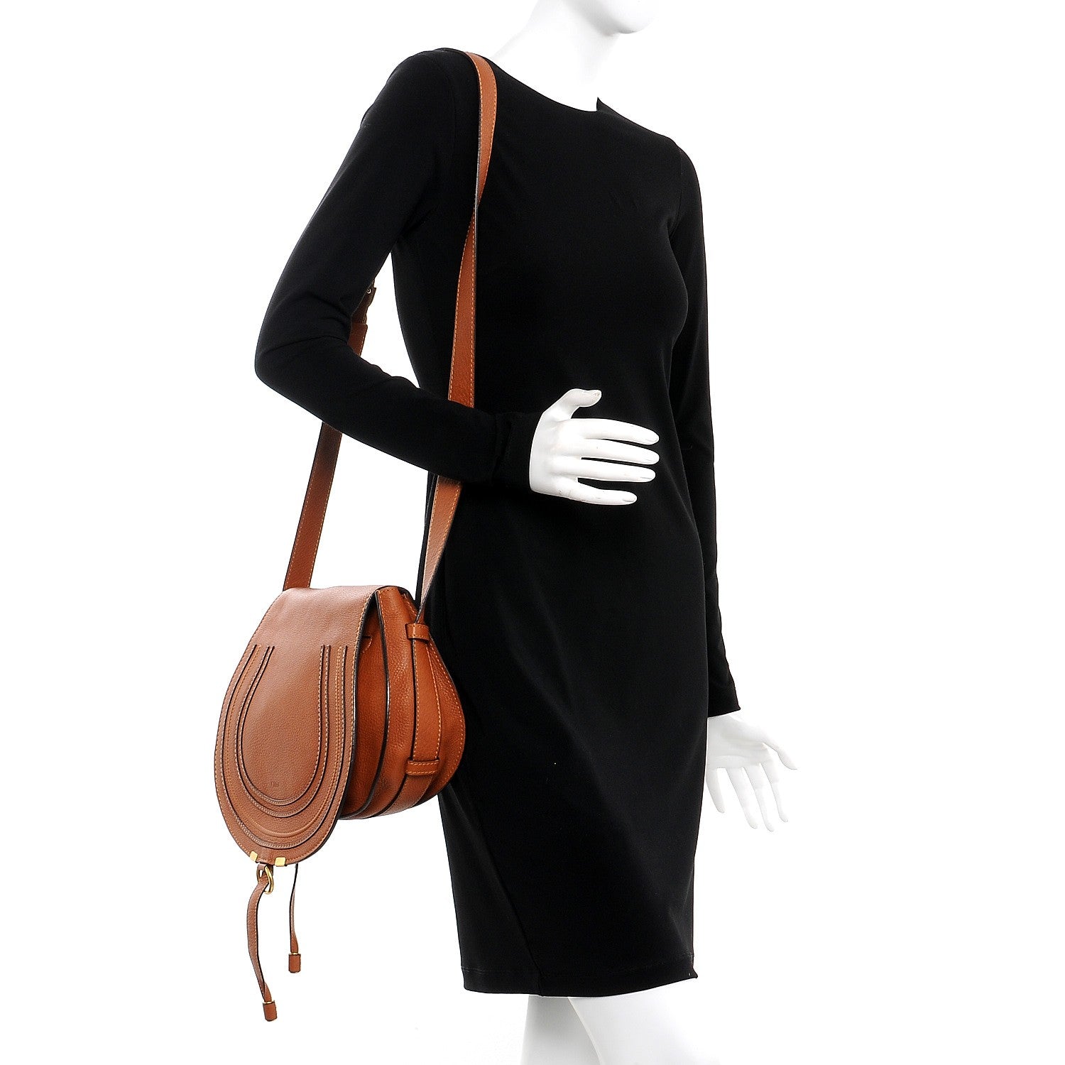 Chloe Calfskin Medium Marcie Round Crossbody Bag Tan 2 of 7