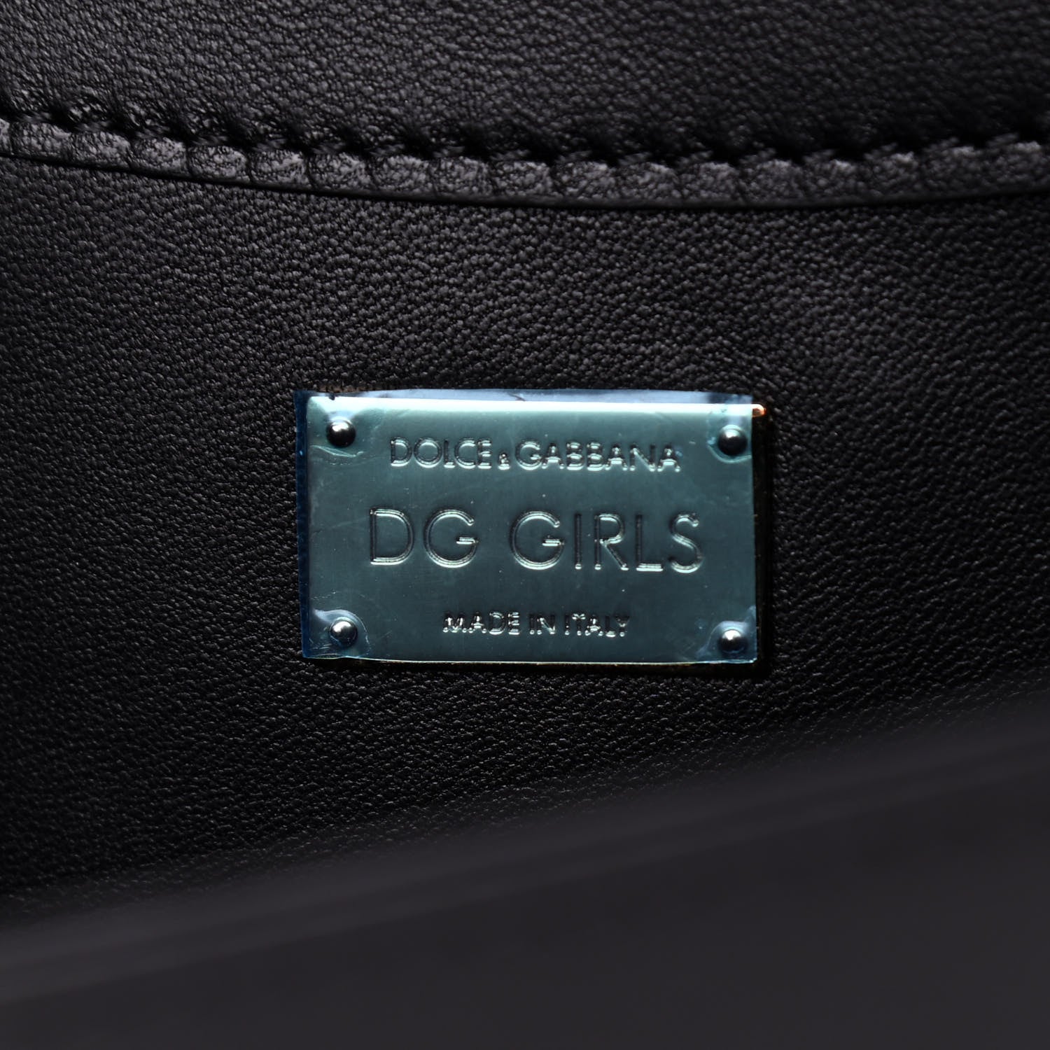 Dolce & Gabbana Metallic Fabric Crystal DG Girls Shoulder Bag Grey Black 5 of 7