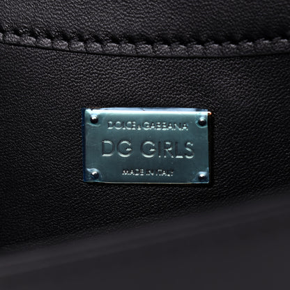 Dolce & Gabbana Metallic Fabric Crystal DG Girls Shoulder Bag Grey Black 5 of 7