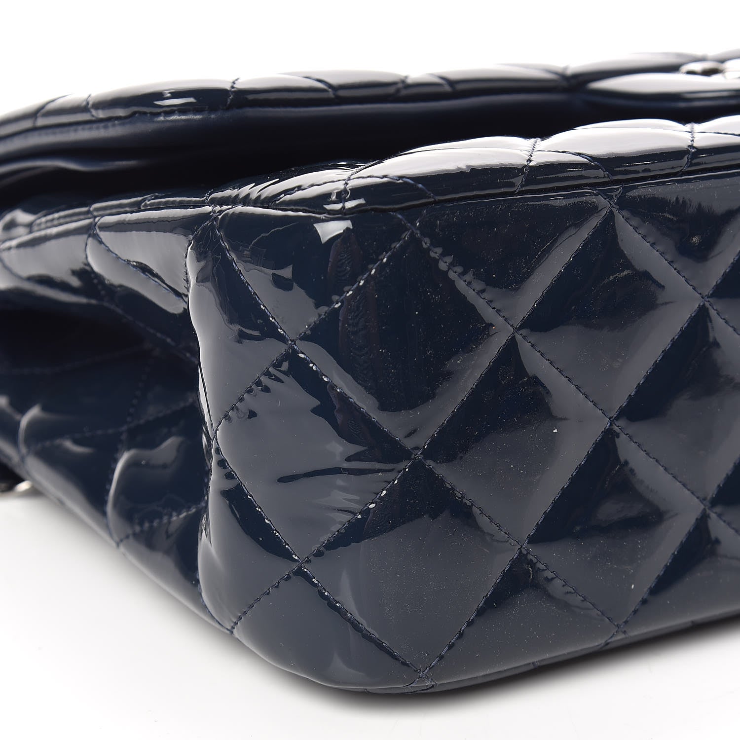 Chanel Patent Quilted Jumbo Double Flap Navy 13 of 14