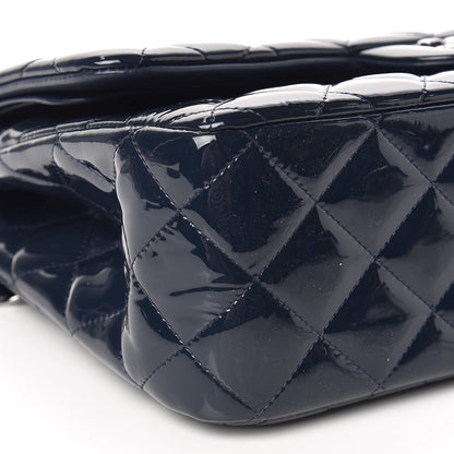 Chanel Patent Quilted Jumbo Double Flap Navy 13 of 14