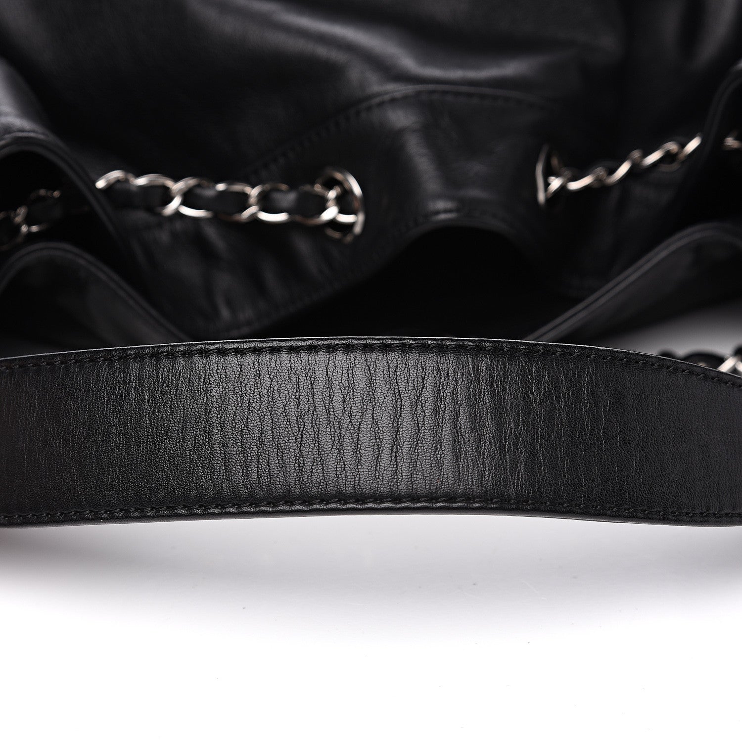 Chanel Calfskin Drawstring CC Bucket Bag Black 10 of 11