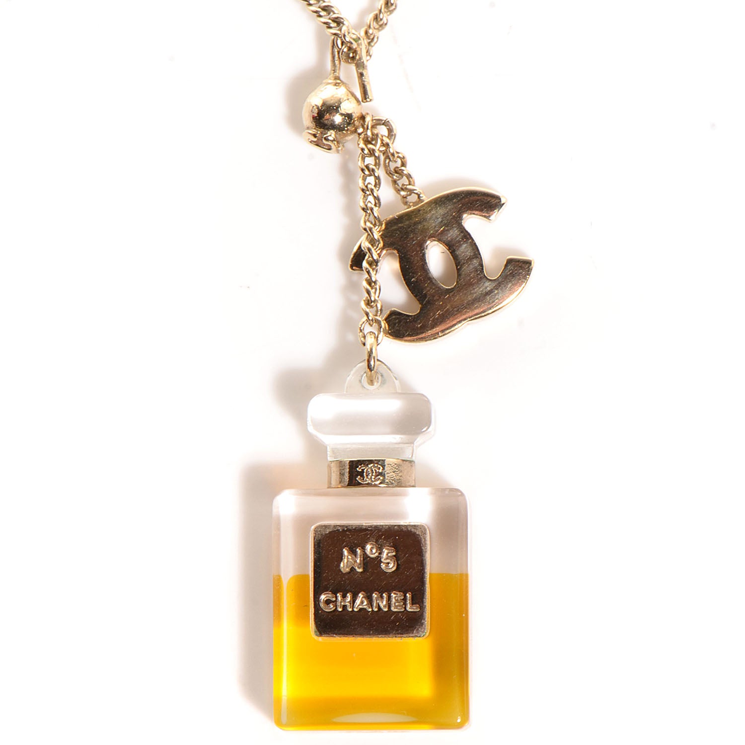Chanel N°5 Perfume CC Necklace Gold 3 of 5