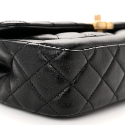 Chanel Shiny Lambskin Quilted Small Daily Friend Flap Black 9 of 10