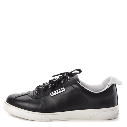 Chanel Calfskin CC Womens Sneakers 37.5 Black 1 of 9