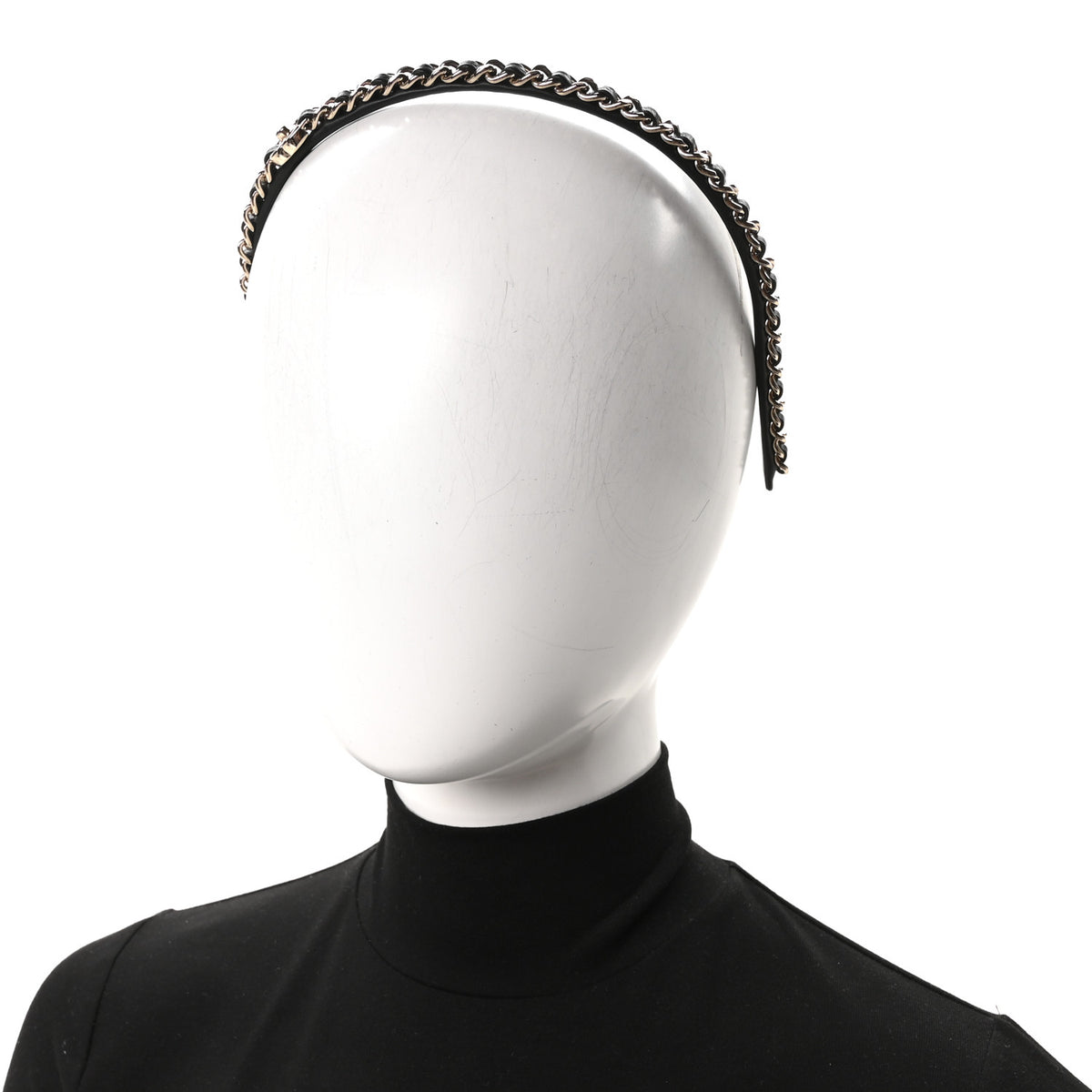 Chanel Metal Lambskin CC Turnlock Chain Headband Gold Black 2 of 4