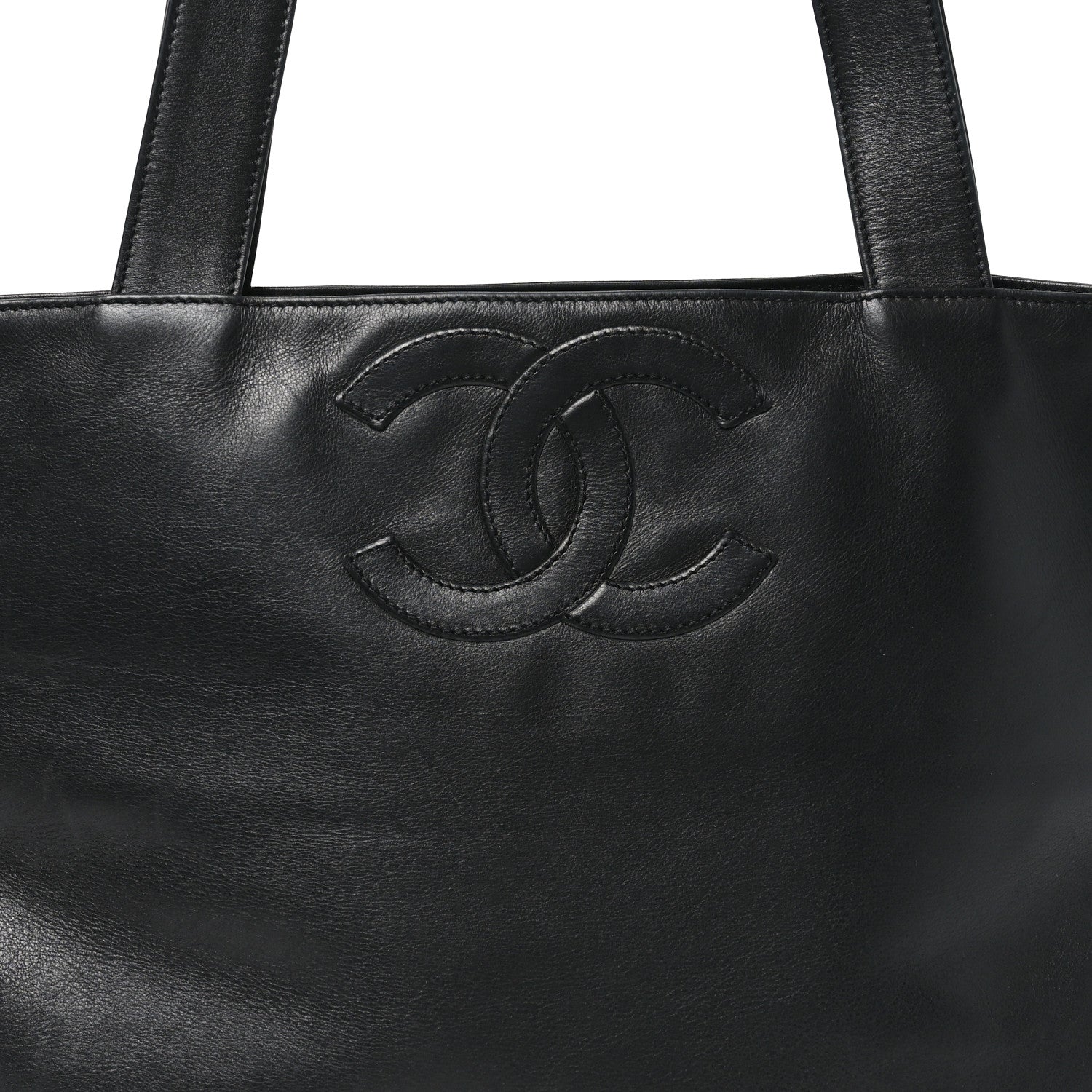 Chanel Calfskin Embossed CC Shoulder Bag Black 8 of 10