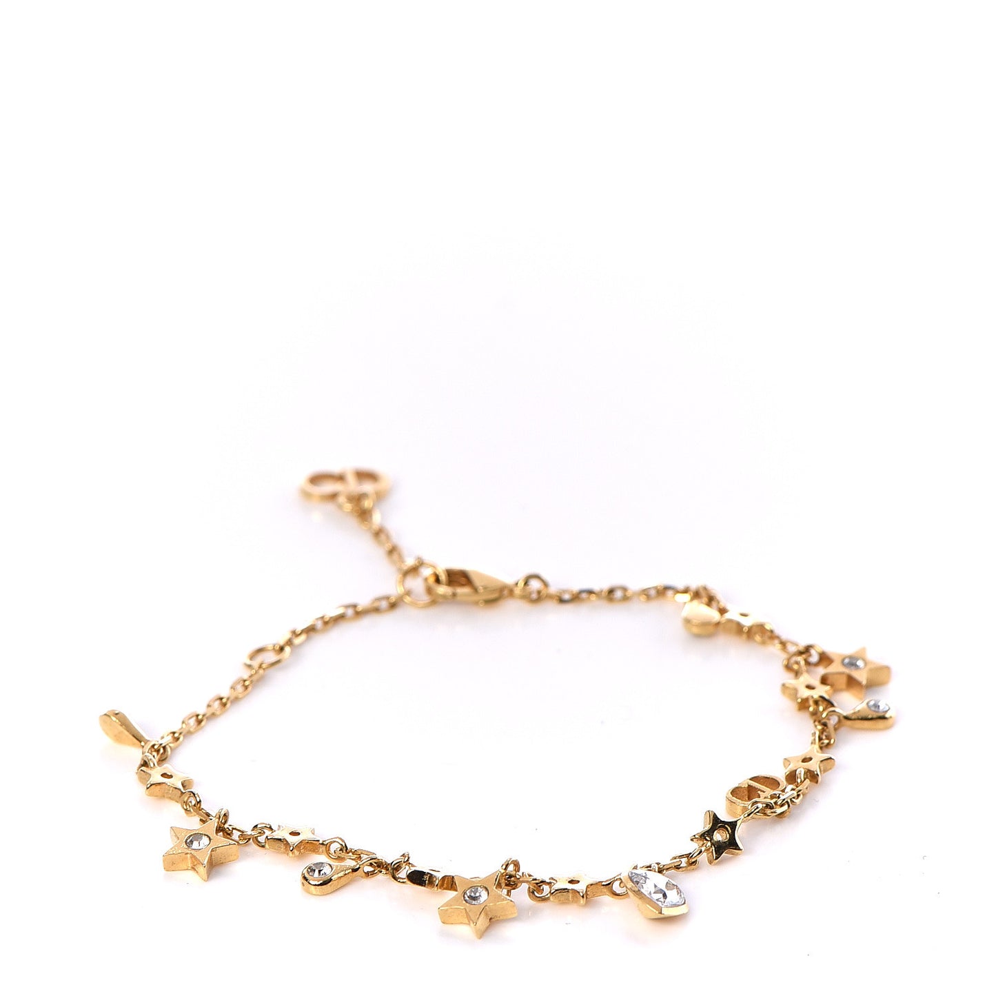 Crystal Heart Star Charms Bracelet Gold