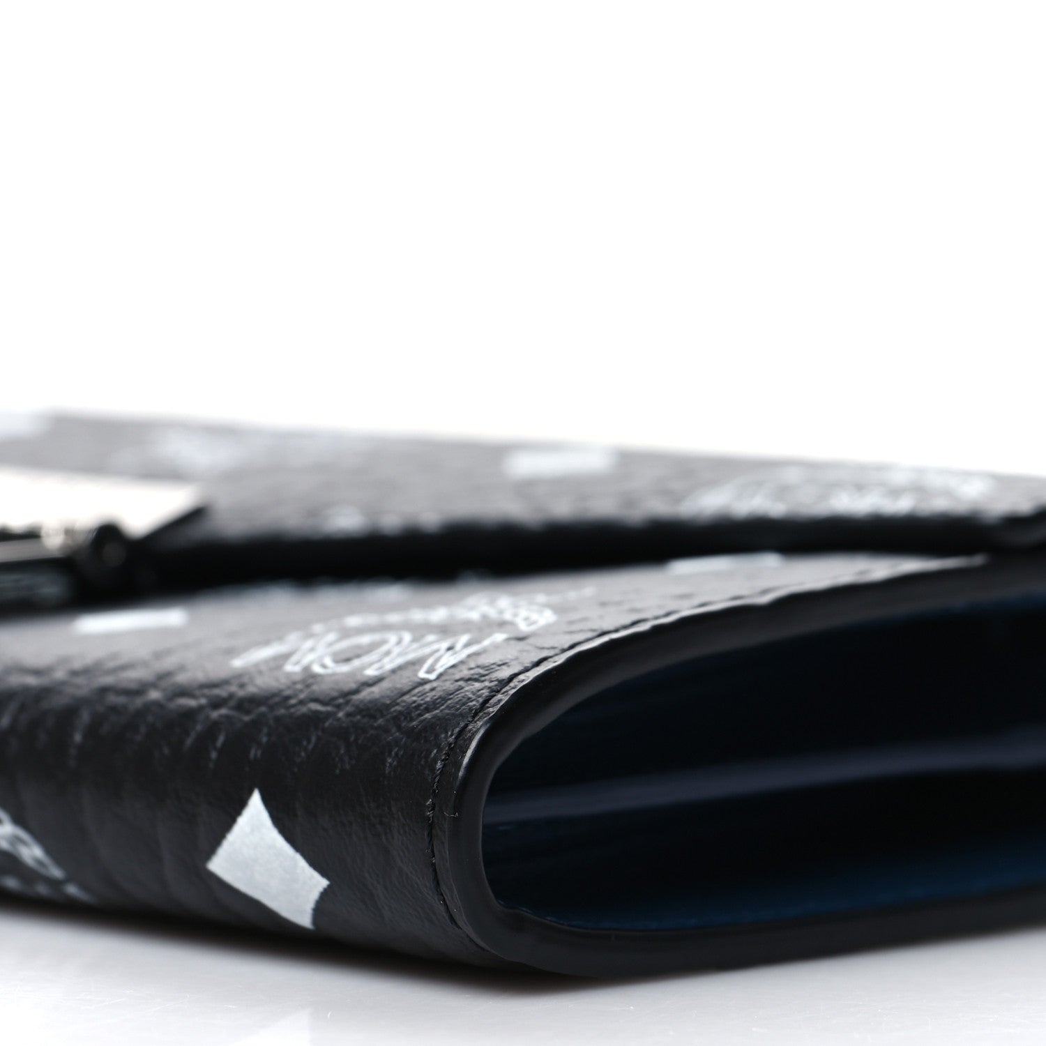 MCM Visetos Large Patricia Wallet On Chain Black Blue 10 of 11