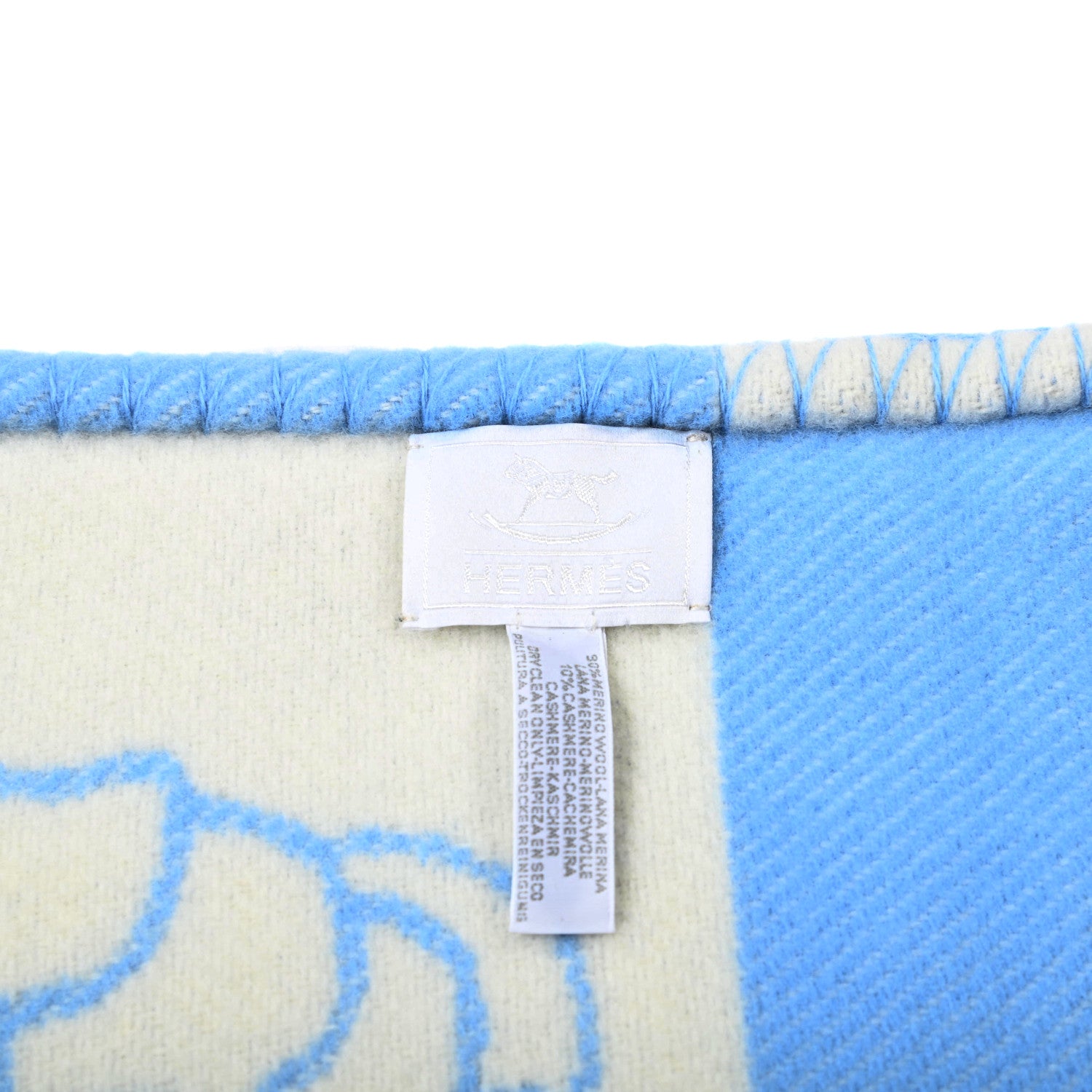 Hermes Wool Cashmere Adada Avalon Baby Blanket Blue Glacier 3 of 3