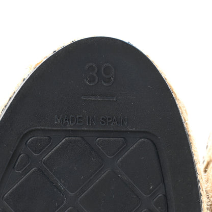 Chanel Lambskin Shiny Calfskin CC Espadrilles 39 Navy Blue Beige Black 6 of 9