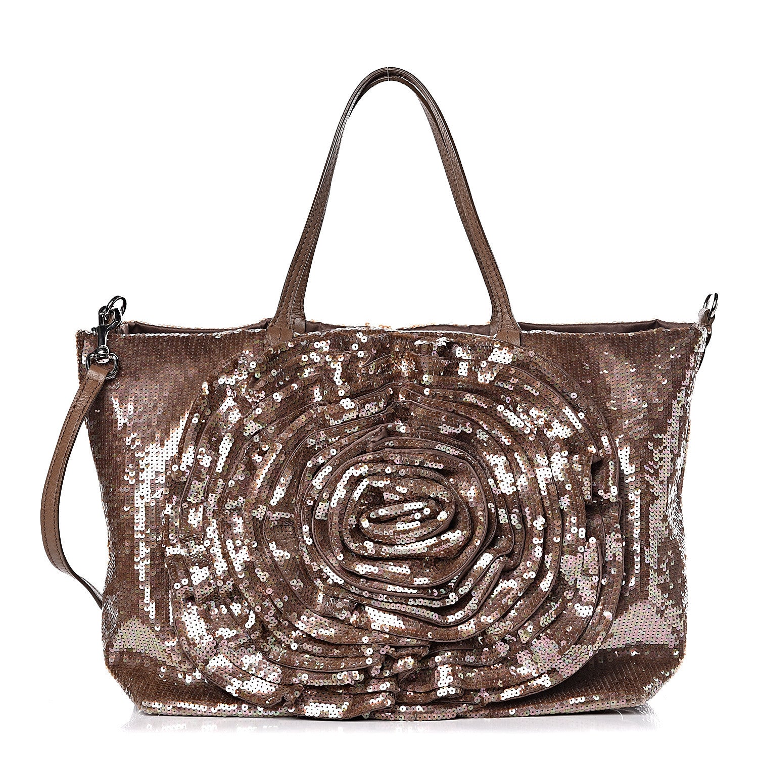 Valentino Garavani Sequin Petale Tote Tan 1 of 13