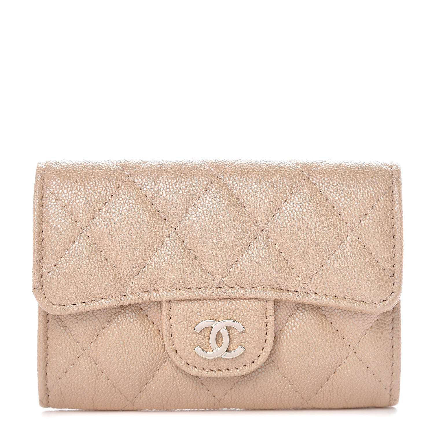 Chanel Iridescent Caviar Quilted Flap Card Holder Beige 1 of 9
