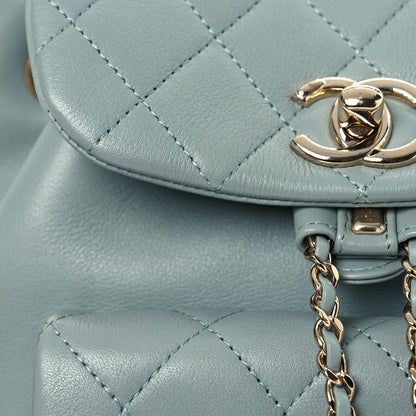 Chanel Lambskin Quilted Small Duma Drawstring Backpack Light Blue 9 of 15