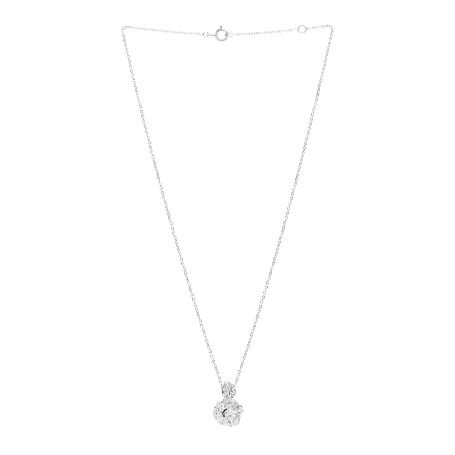18K White Gold Diamond Small Rose Dior Bagatelle Necklace