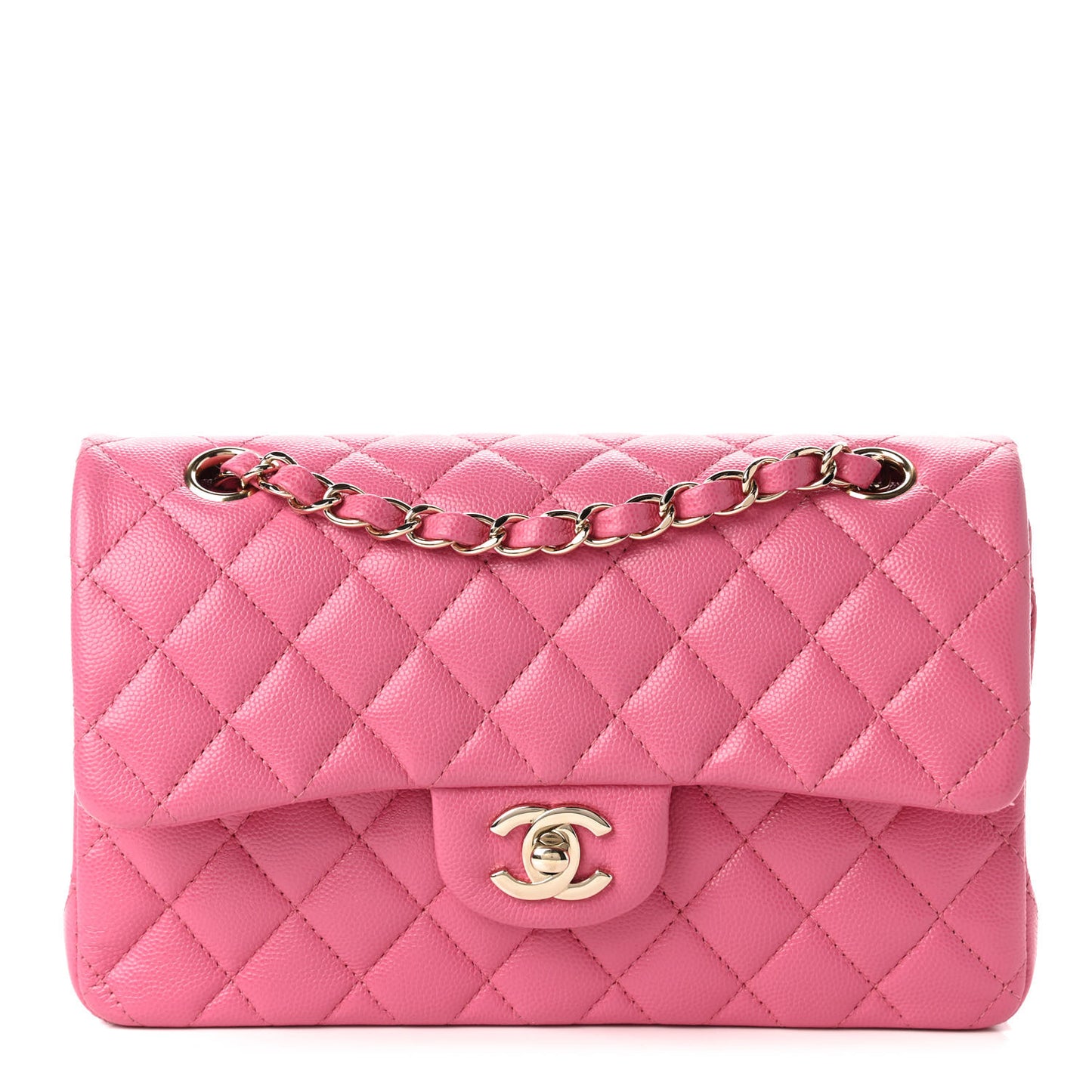 Caviar Quilted Small Double Flap Pink