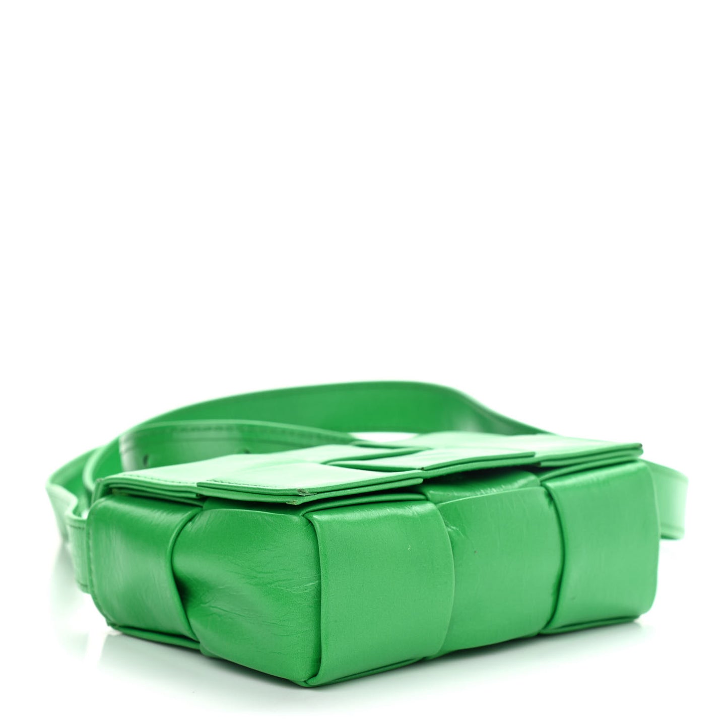 Crinkled Lambskin Maxi Intrecciato Extra Mini Cassette Crossbody Bag Parakeet