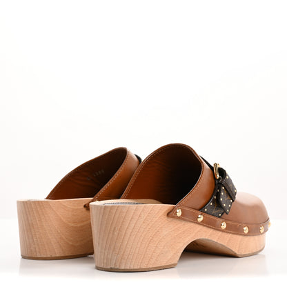 Louis Vuitton Calfskin Patent Monogram Cottage Clog Mules 41 Brown 5 of 10