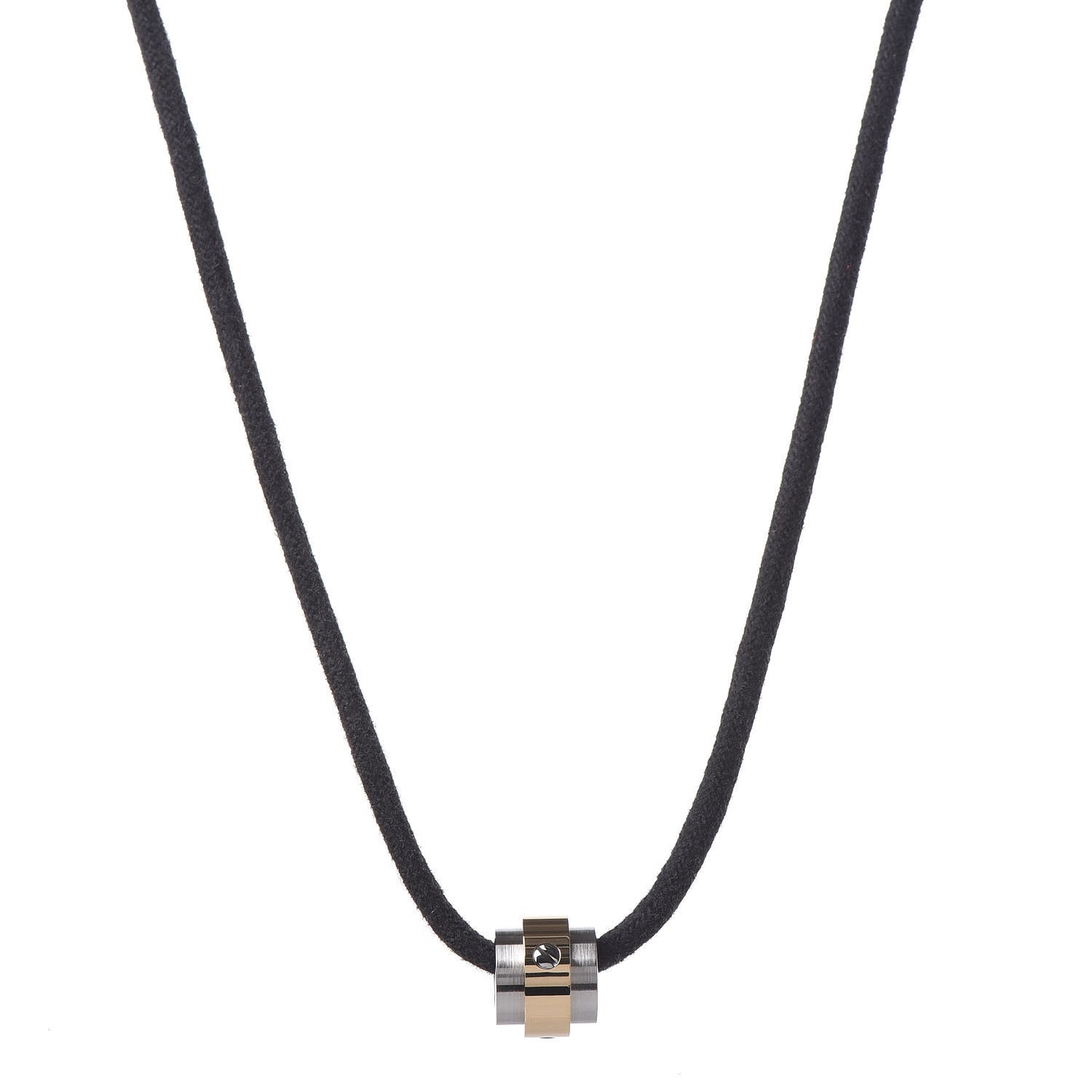 18K Yellow Gold Stainless Steel Santos Barrel Pendant Necklace