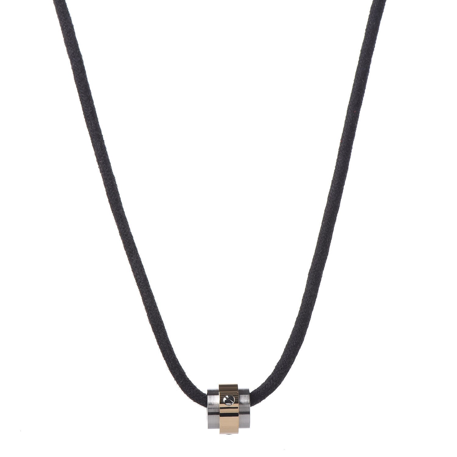 Cartier 18K Yellow Gold Stainless Steel Santos Barrel Pendant Necklace 1 of 7