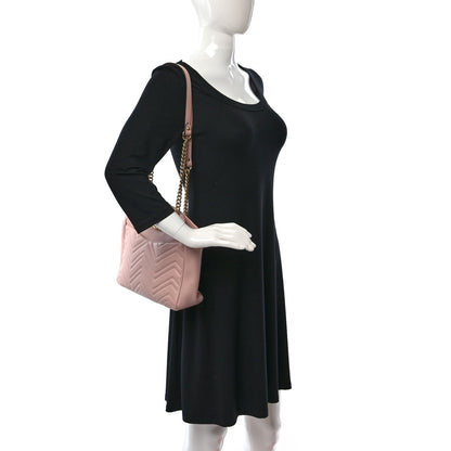 Gucci Calfskin Matelasse Medium GG Marmont Open Top Shoulder Bag Perfect Pink 2 of 9