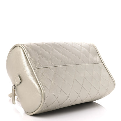 Chanel Metallic Caviar Quilted Bowler Pearl 4 of 17
