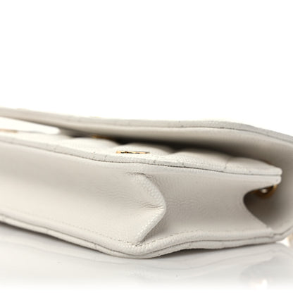Chanel Caviar Quilted Enamel Coco Casino Flap Phone Holder With Chain White 10 of 11