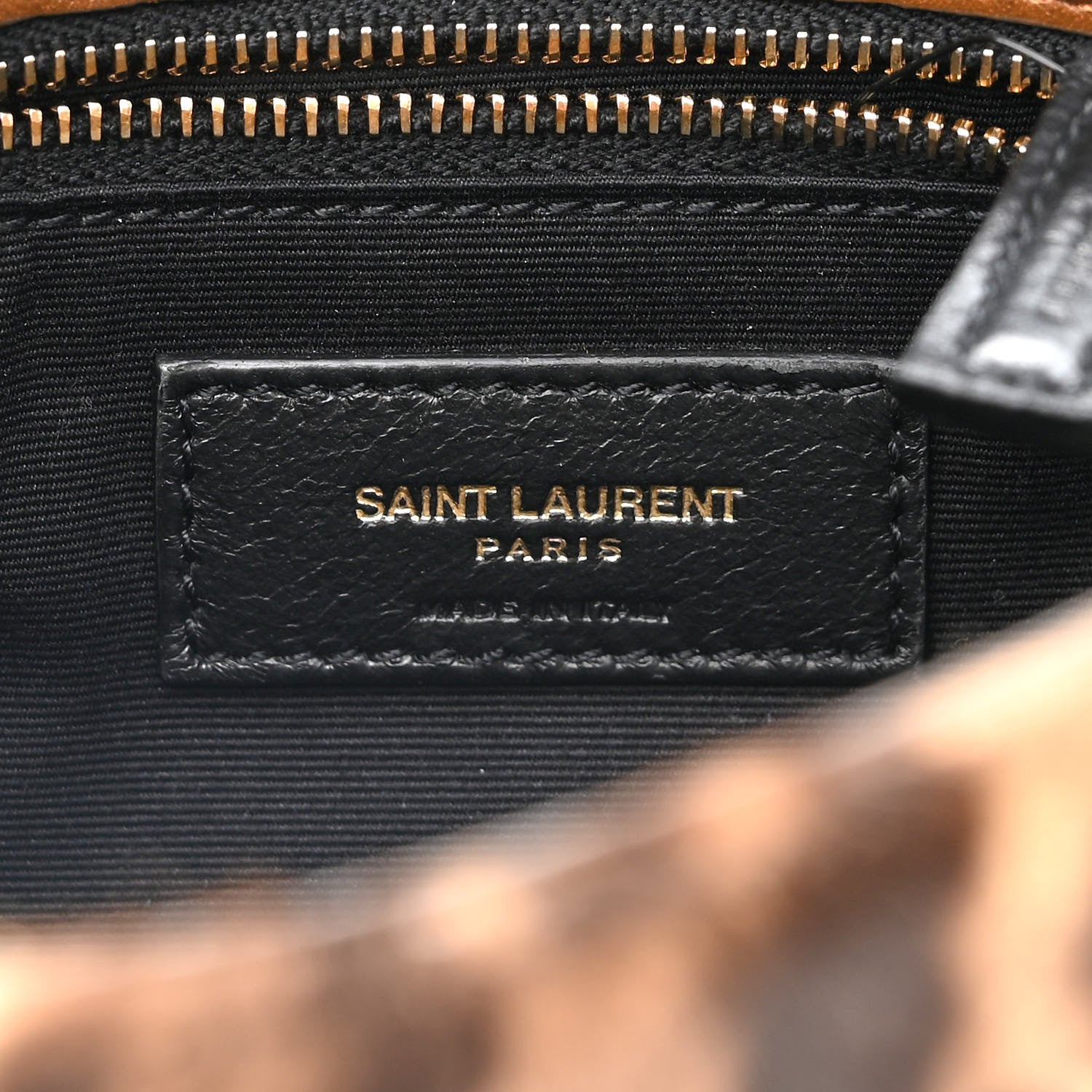 Saint Laurent Smooth Calfskin Canvas Leopard Print Medium Niki Chain Satchel Light Natural 6 of 9