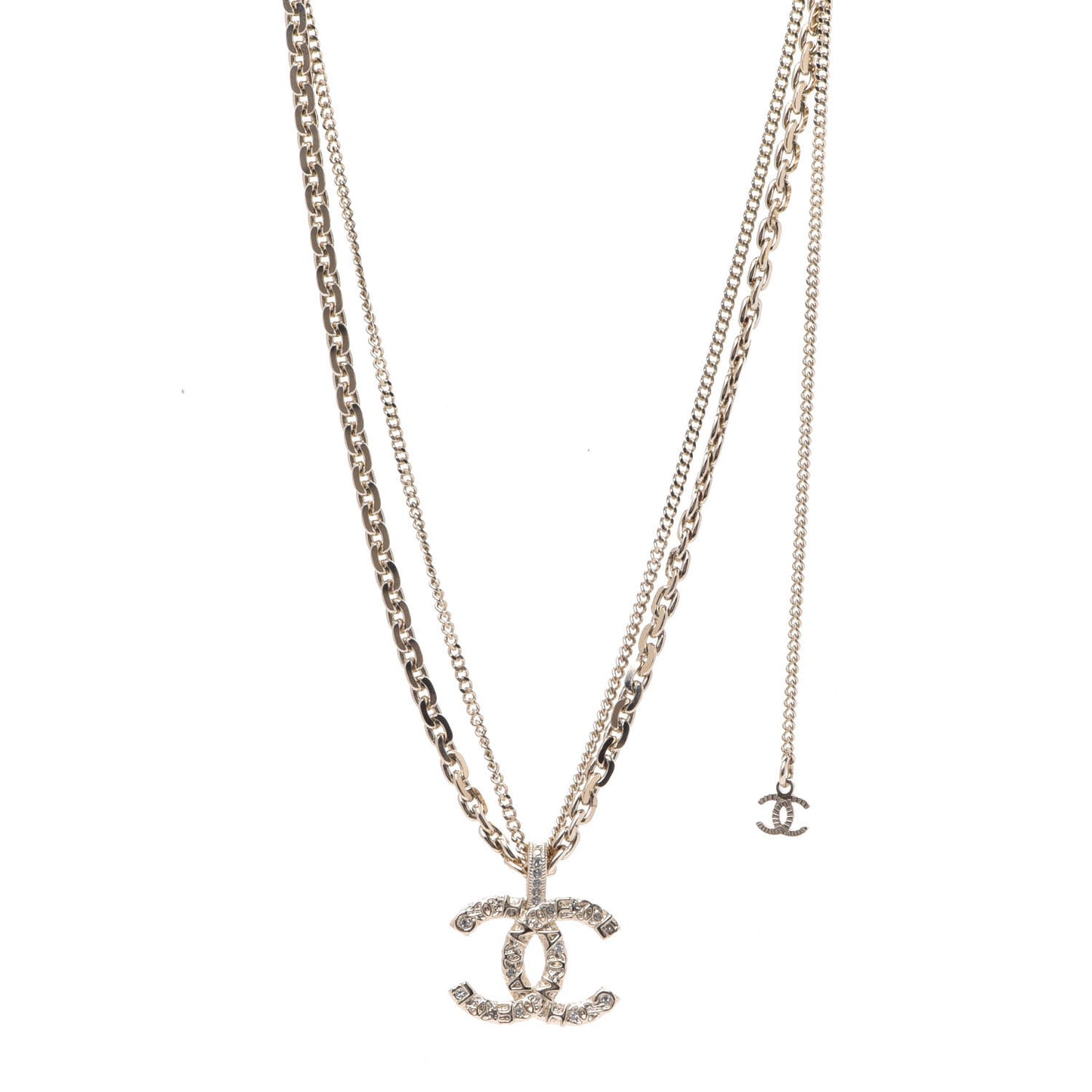 Crystal CC Multi Strand Chain Necklace Gold