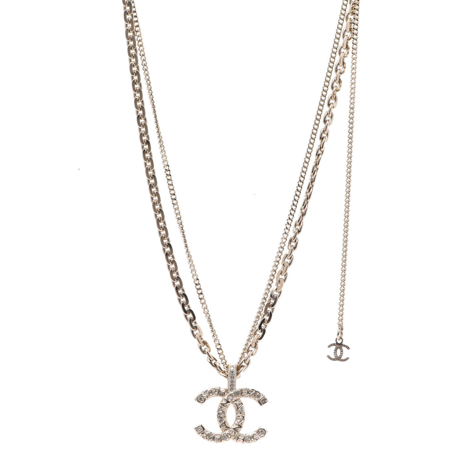 Chanel Crystal CC Multi Strand Chain Necklace Gold 1 of 6